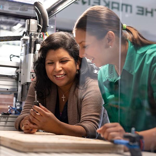 Female student in science lab